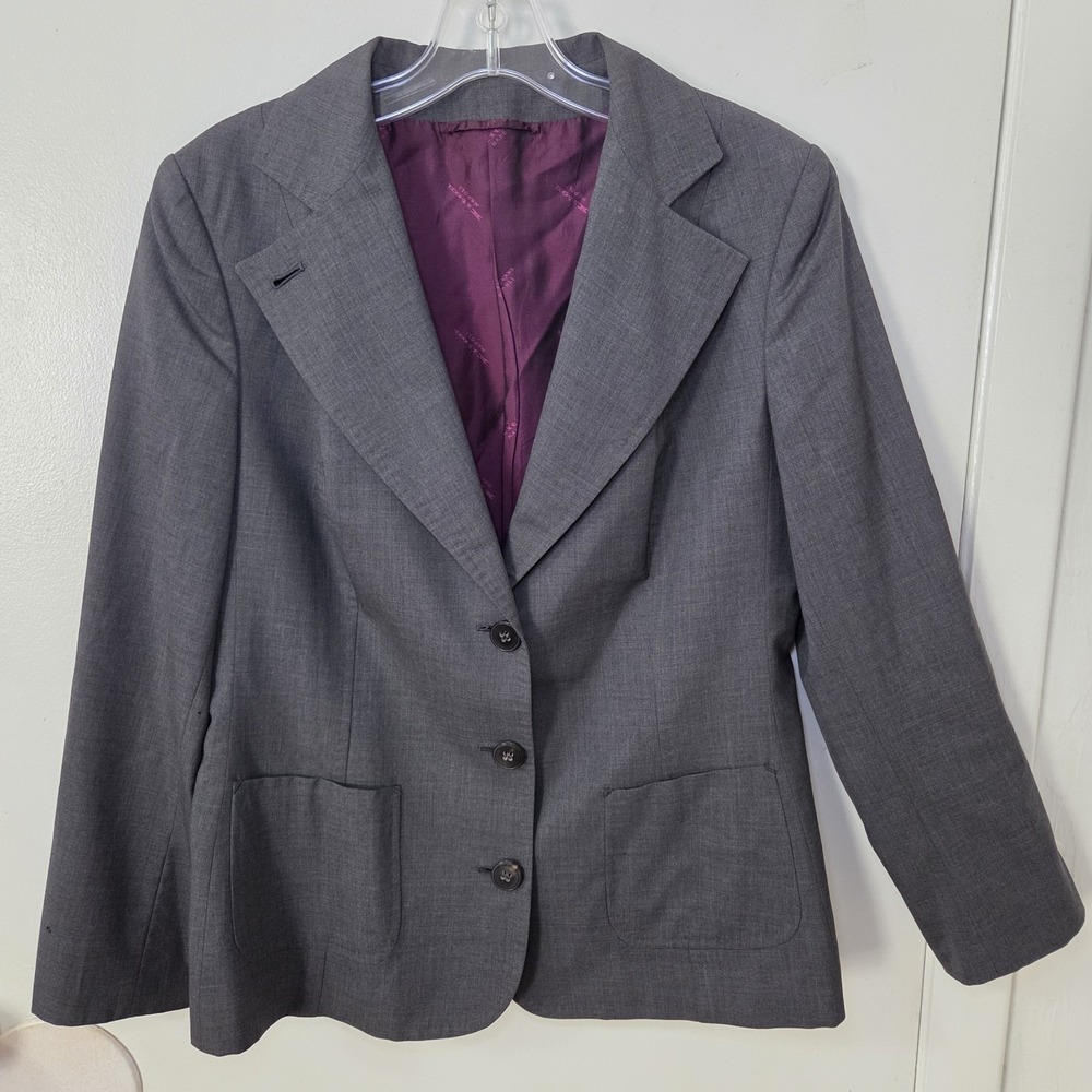 Kiton Napoli Womens Purple Gray Wool Blazer Jacket‎ Made in Italy Size 46 Luxury